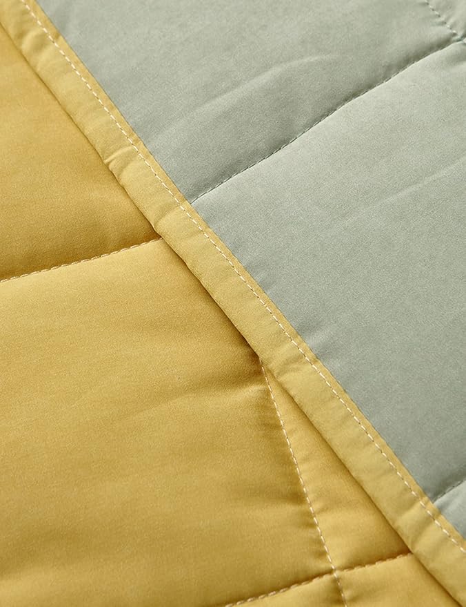 YnM Weighted Blanket —Cotton/Polyester Blend Fabric with Premium Glass Beads (Yellow/Green Reversible, 48''x72'' 20lbs), Suit for One Person(~190lb) Use on Twin/Full Bed