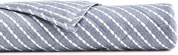 YnM Weighted Blanket,Heavy 100% Oeko-Tex Certified Cotton Material with Premium Glass Beads (Blue White, 48''x72'' 15lbs), Suit for One Person(~140lb) Use on Twin/Full Bed