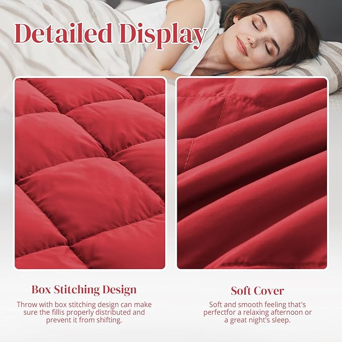 Down Throw Blankets for Couch 50x70 Down Blanket for Indoor and Outdoor Throw Blanket use Soft Lightweight Throw Blanket Crimson