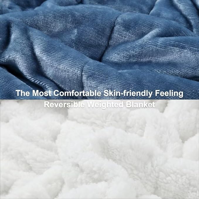 Alomidds Sherpa Fleece Weighted Blanket 12 lbs for Adult,Twin Size Weighted Blankets with Ultra-Soft Fleece and Cozy Plush Sherpa,Heavy Blanket for Sofa Bed,48 x 72 inches,Slate Blue
