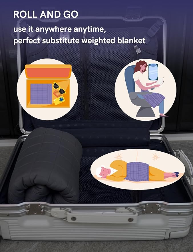 YnM Portable Weighted Lap Blanket for Adults and Kids, Perfect for Relaxation, Lounging, Napping, Sleeping & Travel(29x24 Inches, 7 Pounds, Dark Grey)