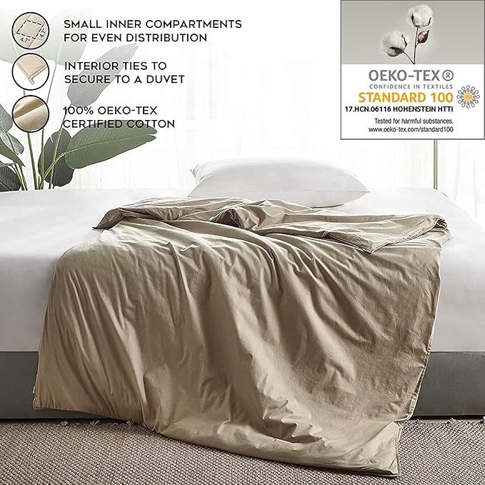 YnM Weighted Blanket — Heavy 100% Oeko-Tex Certified Cotton Material with Premium Glass Beads (Khaki 48''x72'' 20lbs), Suit for One Person(~190lb) Use on Twin/Full Bed