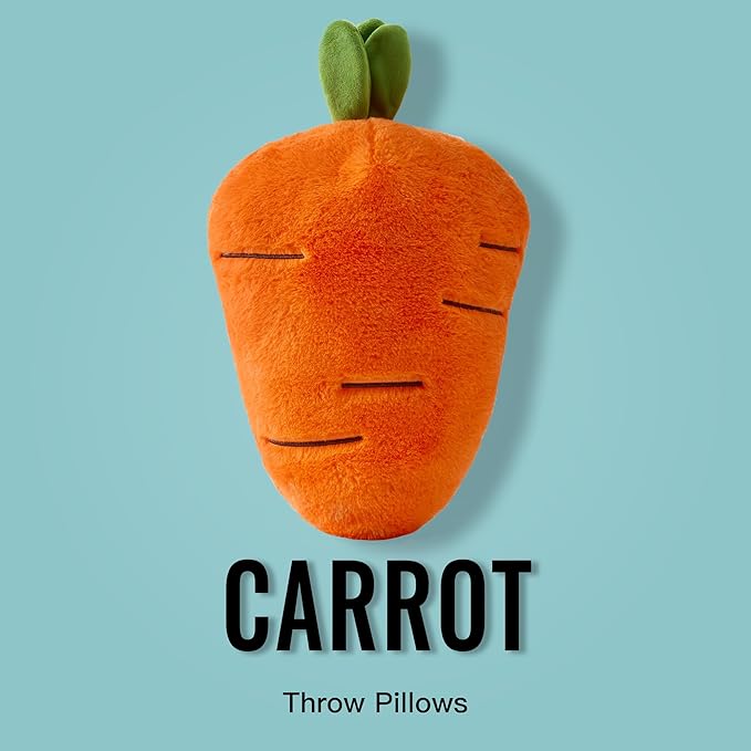 GIGIZAZA Throw Pillows Cute Fruit Pillows Decorative Aesthetic Fun Pillow for Bedroom Cushions Unique Farmhouse Couch Throw Pillow 18 Inch Funky Carrot Pillows