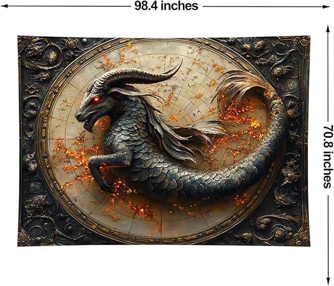 Liuzhouzai Vintage Zodiac Capricorn Tapestry Wall Hanging Astrology Home Decoration Aesthetics Suitable for Bedroom Living Room Dormitory Office Wall Decor 100x70 Inches