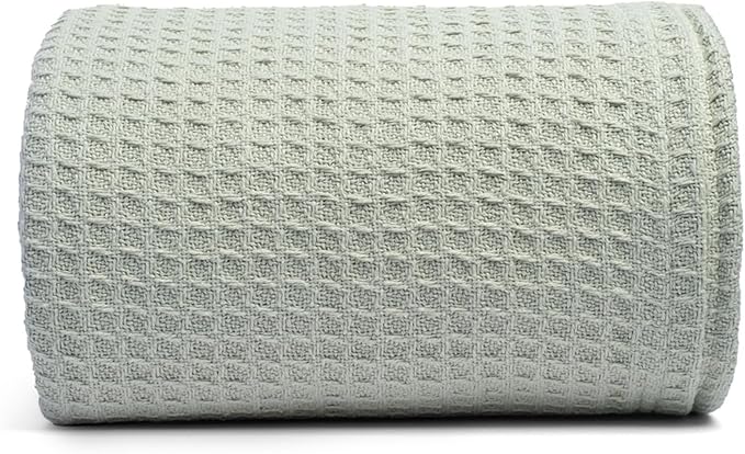 100% Cotton Salt Earth Throw Blanket, Twin, 68"x92" Waffle Throws For Home, Bedrooms, Outdoor Couch & Cozy Couch, Modern & Cozy Bed Room Decor Blankets,Lightweight All Season Western Blanket(Sea Foam)