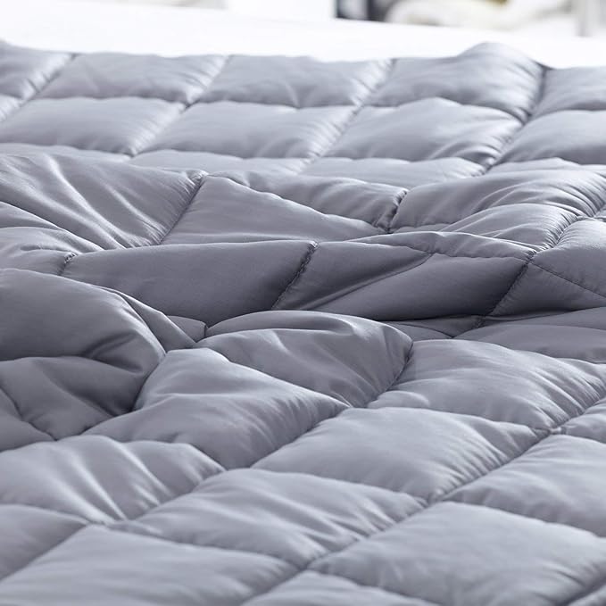 Waowoo Adult Weighted Blanket Queen Size (15lbs 60"x80") Heavy Blanket with Premium Glass Beads, (Dark Grey