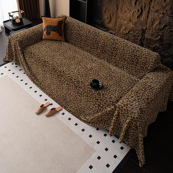 AMWAN Yellowish Green Casual Cozy Faux Fur Couch Cover,Aesthetic Sofa Cover for Love Seat,3 Cushions Couch Sofa,Multifunctional 1 Piece Shaggy Couch Cover Bed Throws, Machine Washable 71"x134"