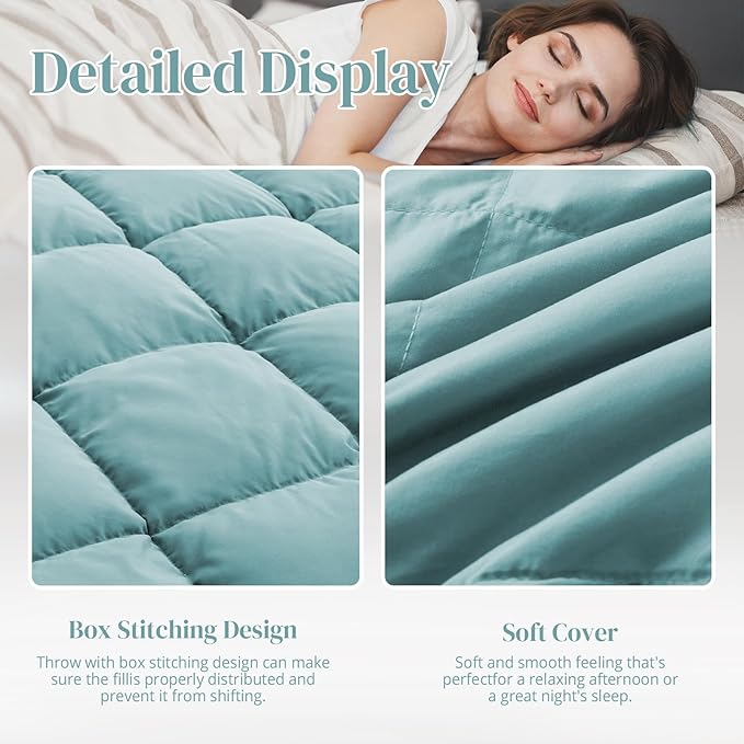 Down Throw Blankets for Couch 50x70 Down Blanket for Indoor and Outdoor Throw Blanket use Soft Lightweight Throw Blanket Turquoise