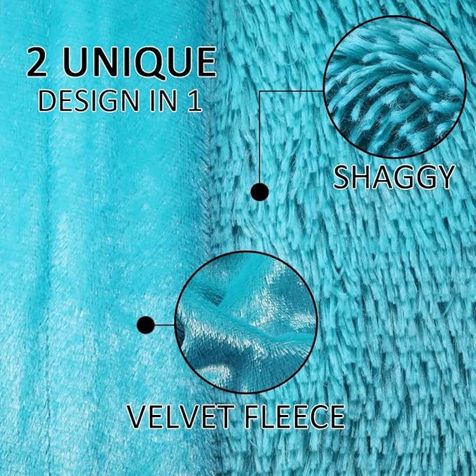 YUSOKI Teal Queen Faux Fur Blanket,2 Layers,90"x90" Without Pillows Big Soft Plush Fuzzy Large Warm Fluffy Throw Blanket for Bed