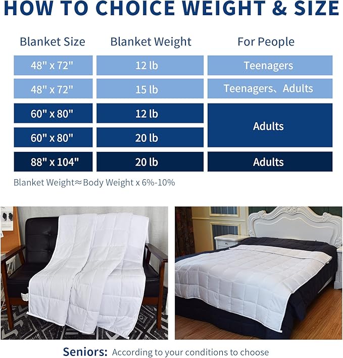 Weighted Blanket 12lbs Twin Size White 48"x72" Weighted Blankets for Adults Heavy Blanket are Comfortable and Cozy