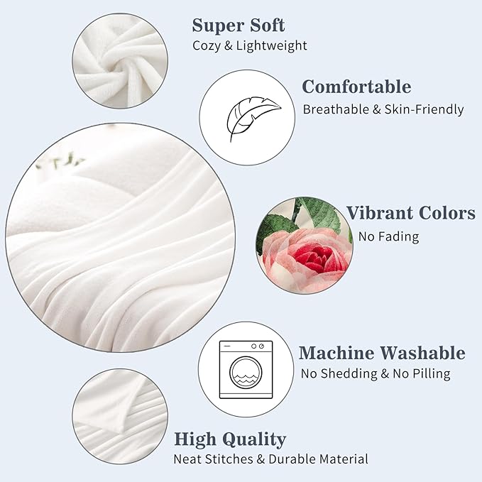 Neatee Living Rose Throw Blanket for Baby Small Spring Summer Floral Blanket for Toddler Swaddle Pet Kid Soft Fuzzy Plush Fleece Blankets Couch Living Room Flower Decorative Blanket 30x40