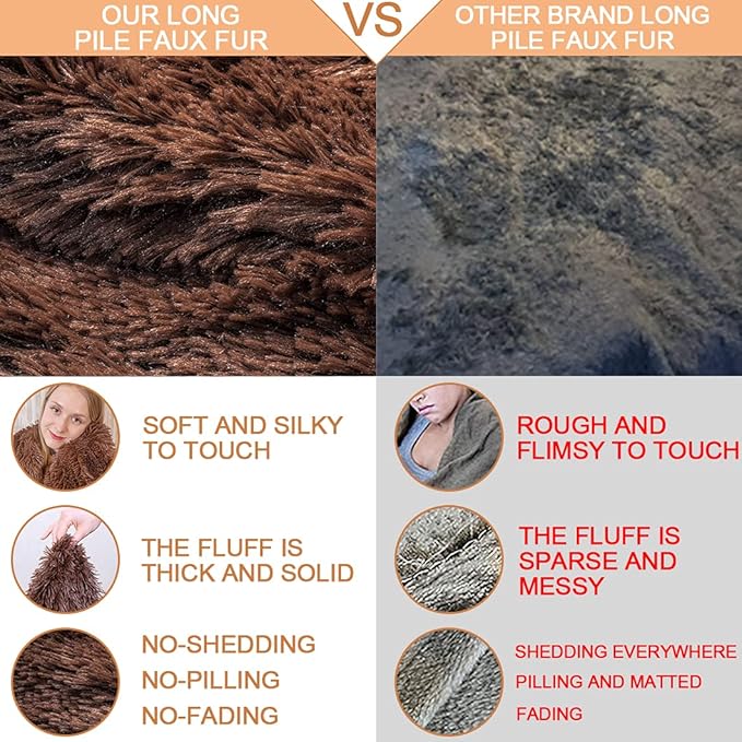 YUSOKI Twin Size Faux Fur Throw Blanket(Brown,60" x 80"),Whithout Pillows,Winter Lightweight Plush Fuzzy Soft Cozy Microfiber Comfy Bed Blanket for Women Kids Girls Couch Sofa Washable