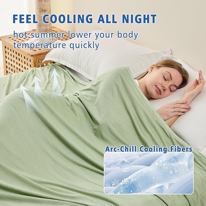 EMME Cooling Blankets for Hot Sleepers, Summer Blanket Twin/Full Size for Bed, Thin Lightweight Throw Blanket for Couch, Double-Sided Keep Body Cool, Green Cold Sheet Night Sweats