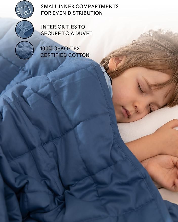 YnM Weighted Blanket, Oeko-Tex Certified Breathable Cotton Material with Premium Glass Beads (Monaco Blue, 36''x48'' 5lbs), Suit for One Person(~40lb) Use on Twin Bed