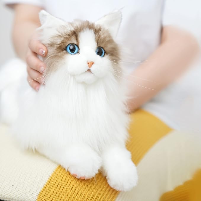 Chongker Stuffed Animals Handmade Realistic Cat Plush Toy Companion Pet for Elderly Adults Women Kids Cat Lover Surprise Gifts for Anniversary Birthday,Ragdoll Cat