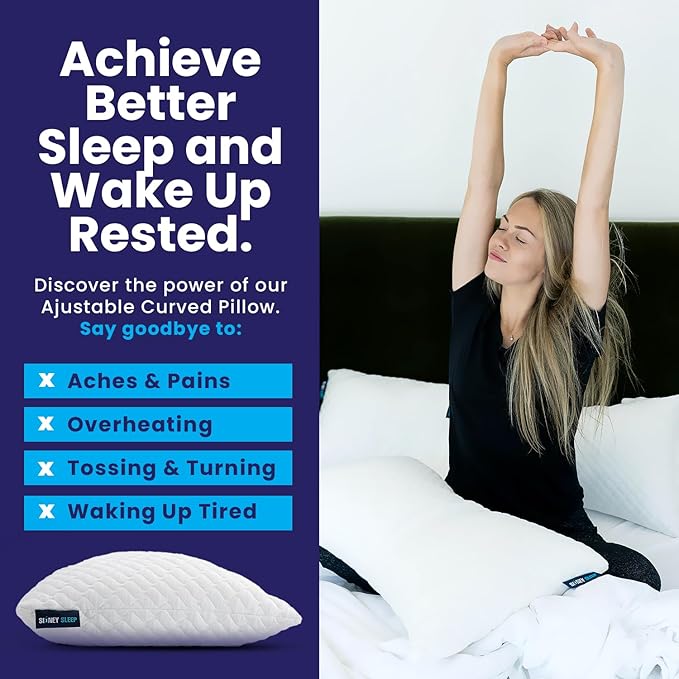 Sidney Sleep Bed Pillow for Side and Back Sleepers - Adjustable Filling - Memory Foam Pillow for Neck and Shoulder Pain - Customizable Loft - King Size - Additional Foam Bag Included (White)