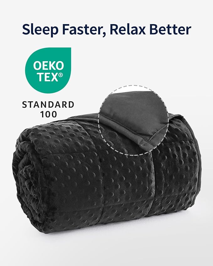 Mr. Sandman Weighted Blanket for Adults, Heavy Blanket for Woman,Man Sleeping/Calm, Soft and Cozy Weighted Throw Blankets, Machine Washable, 60 x 80in, 15 lbs, Black