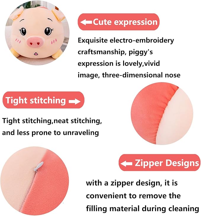 Pig Plush Toy 23.6 Inch/60 Cm Soft Washable Giant Stuffed Animal Pig Soft Dolls Sleeping Hugging Pillow Gifts for Kids Christmas Birthday (Pink Pig 60 Cm)