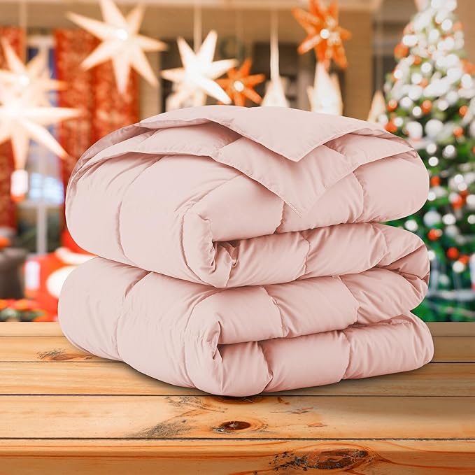 Soft Lightweight Down Blanket for Bed Sofa Couch Indoor and Outdoor Use, Warm and Fluffy Throw Blanket, Pink, Queen Size (90"X88")