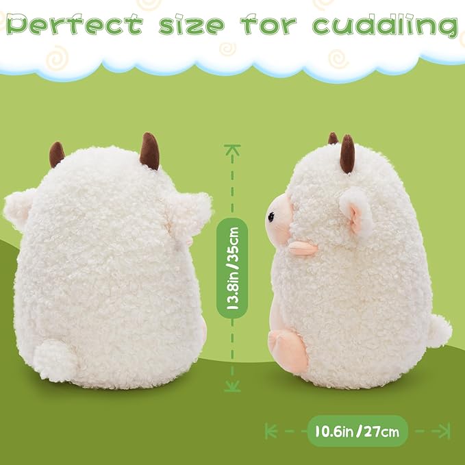 MaoGoLan 14'' Sheep Stuffed Animal Plush Lamb Squishable Throw Pillow for Kids Girls Cute Goat Body Pillow with Uncented Weighted Beads Inside - Christmas Valentine's Day Birthday Gifts