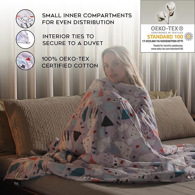 YnM Weighted Blanket,Heavy 100 Percent Oeko-Tex Certified Cotton Material, Bed Blanket for One Person of 140lbs, Ideal for Queen/King Bed (60x80 Inches, 15 Pounds, Terrazzo)