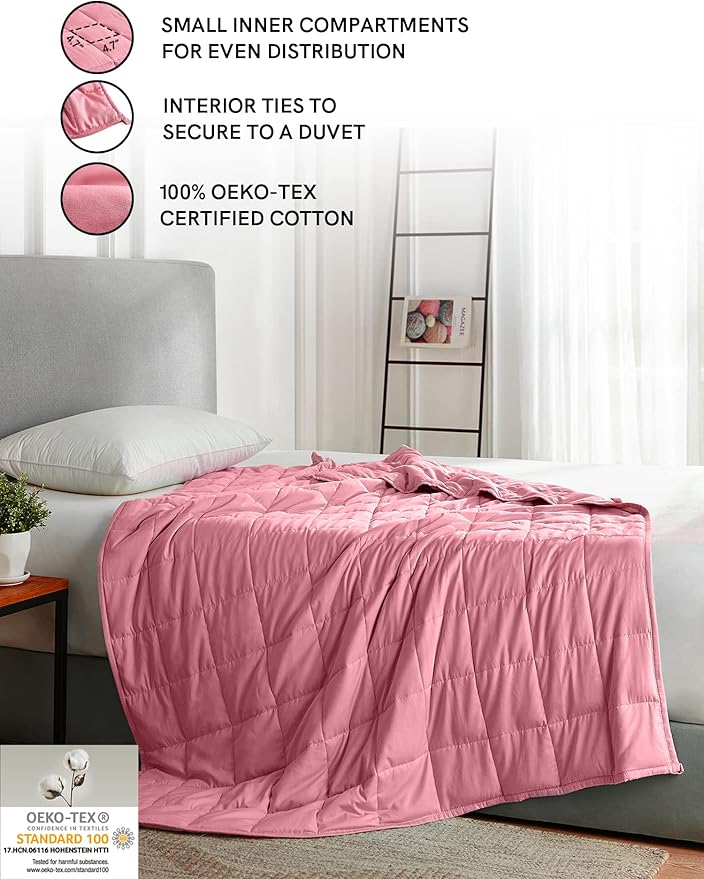 YnM Weighted Blanket,Heavy 100 Percent Oeko-Tex Certified Cotton Material, Bed Blanket for One Person of 190lbs, Ideal for Queen/King Bed (60x80 Inches, 20 Pounds, Bradied Apricot)
