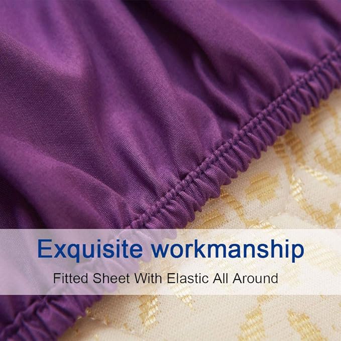 SONORO KATE Bed Sheet Set Super Soft Microfiber 1800 Thread Count Luxury Egyptian Sheets 16-Inch Deep Pocket Wrinkle and Hypoallergenic-4 Piece(King Purple)