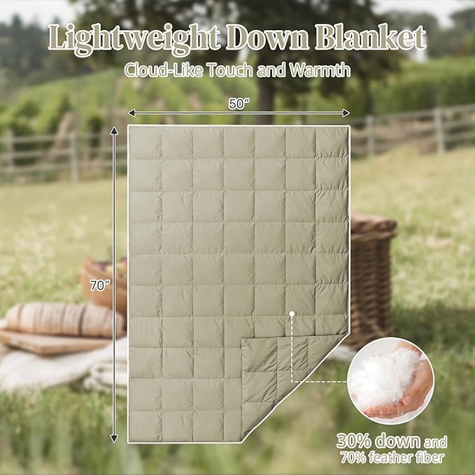 Down Throw Blankets for Couch 50x70 Down Blanket for Indoor and Outdoor Throw Blanket use Soft Lightweight Throw Blanket Sand