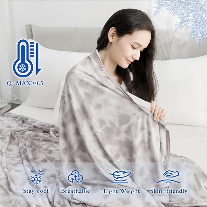 CHOSHOME Cooling Blanket Twin Size, Double Sided Cold Effect Arc-Chill Q-Max>0.5 Cooling Blankets for Hot Sleepers and Night Sweats, Lightweight Cold Breathable Summer Bed Blanket, 60" x 80", Grey