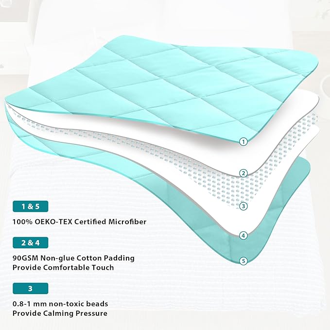 L'AGRATY Weighted Blanket - 60"x80" 15lbs Cooling Breathable Heavy Blanket Microfiber Material with Glass Beads for Adult All-Season Summer Fall Winter Soft Thick Comfort