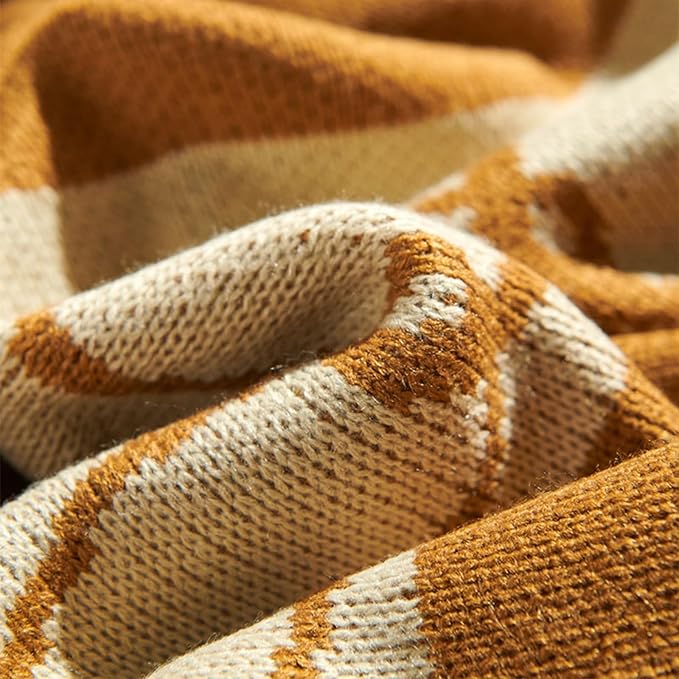 ELASAD Light Brown Throw Blanket, Home Farmhouse Decor Rustic Couch Sofa Chair Bed Throw Blanket, Soft Warm Boho Lightweight Decorative Blanket for Travelling, 50"x60"
