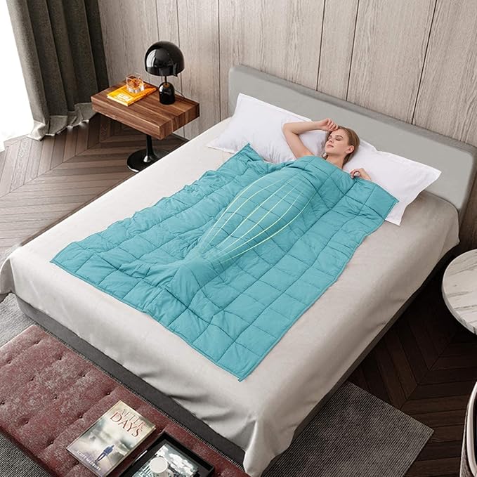 Alomidds Weighted Blanket Queen Size 15lbs 60x80 inches, Sherpa Heavy Blankets for Adults,Fluffy Warm Sherpa & Cozy Soft Flannel Thick Gravity Blanket for All-Season with Glass Beads, Aqua
