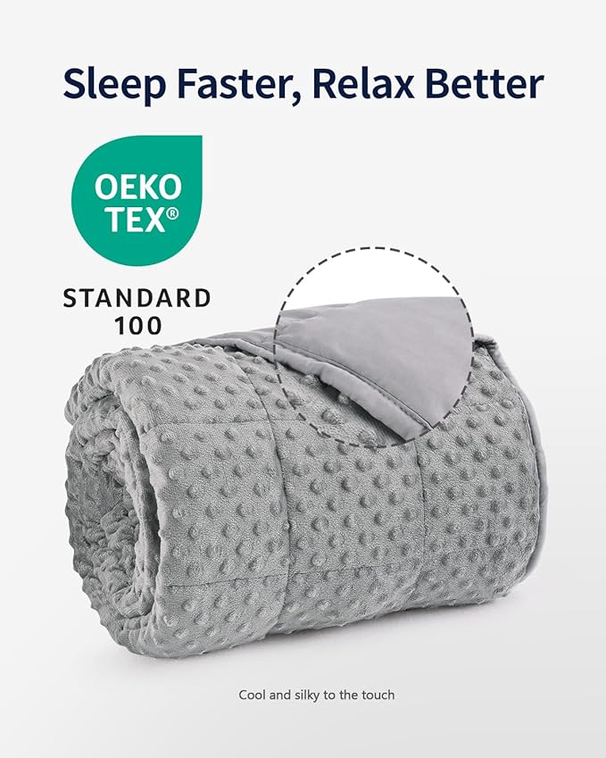 Mr. Sandman Weighted Blanket for Adults, Minky Dots Heavy Blanket for Woman,Man Sleeping and Calm, Soft and Cozy Cooling Weighted Throw Blankets, Machine Washable, 48 x 72in, 15 lbs, Grey