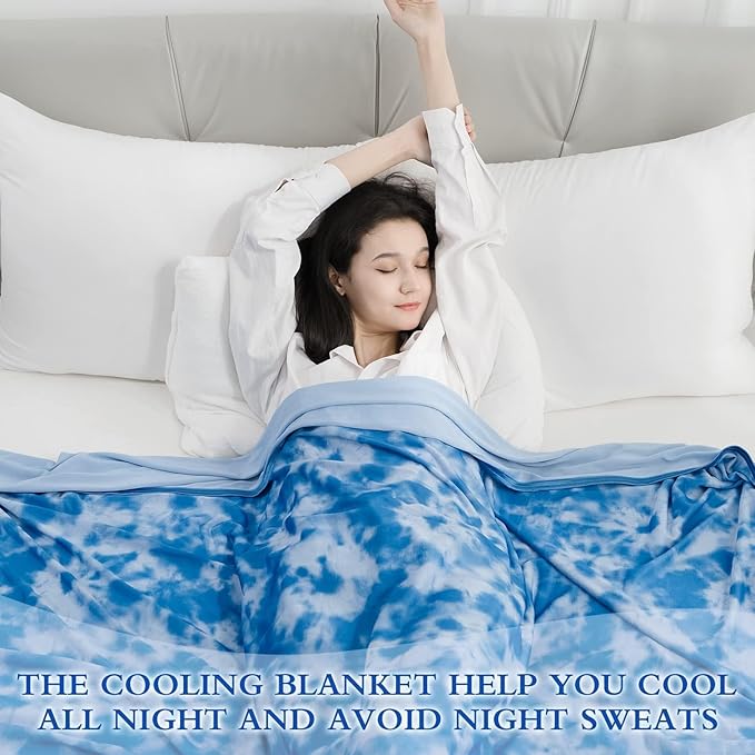 CHOSHOME Cooling Blanket Queen Size, Double Sided Cold Effect Arc-Chill Q-Max>0.5 Cooling Blankets for Hot Sleepers and Night Sweats, Lightweight Cold Breathable Summer Blanket, 90" x 90", Blue