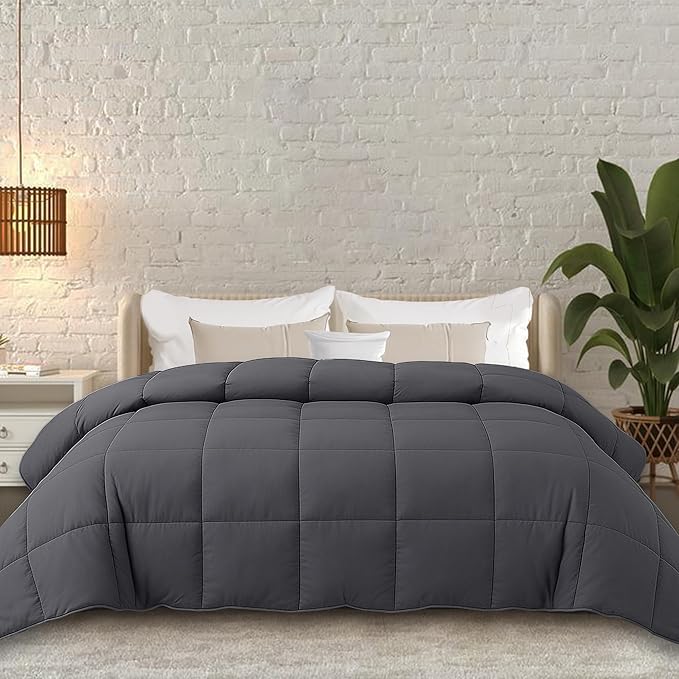 HomeSmart Weighted Comforter Queen - More Fluffy Fill Than Regular Queen Size Weighted Blankets, (20lbs 88x92 Grey)