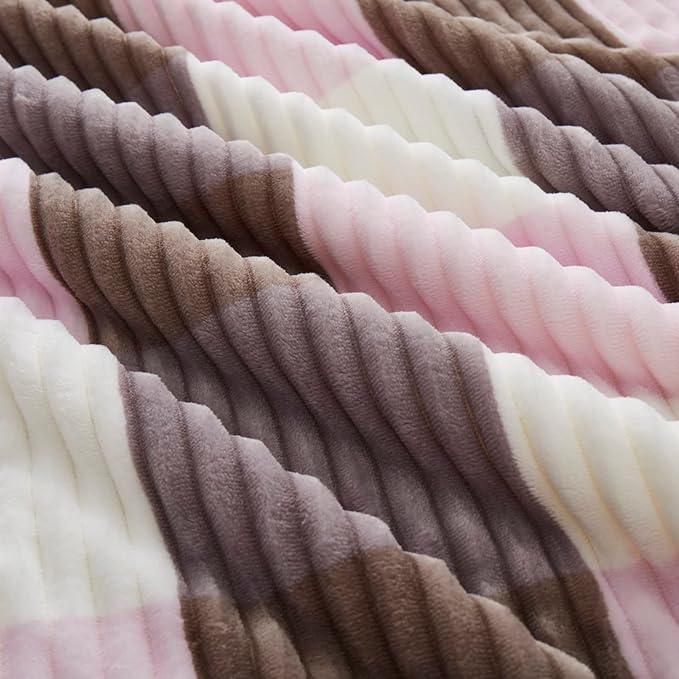 PU MEI Sherpa Blanket Twin Plaid Thick Bed Blanket, 60”*80” Super Soft Flannel Fuzzy Fleece Reversible Velvet Plush Warm Blanket for Couch(Pink Check, 60"*80")