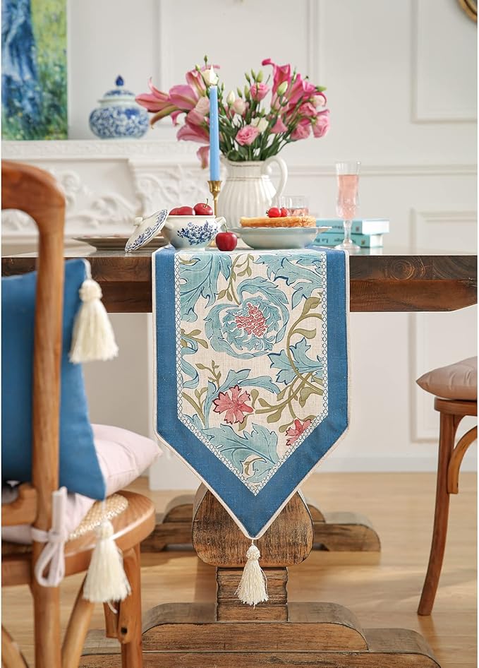 patdrea Linen Leopard Animal Table Runner Farmhouse for Home Kitchen Dining Decor Parties Family Dinners Christmas 12 x 63