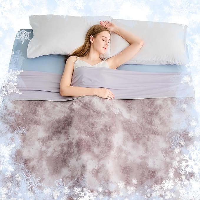 EMME Cooling Blanket Queen Size (90"x90"), Q-Max 0.5 Cooling Blankets for Hot Sleepers, Ice Summer Blanket for Nights Sweats, Grey Lightweight Sheet for Bed