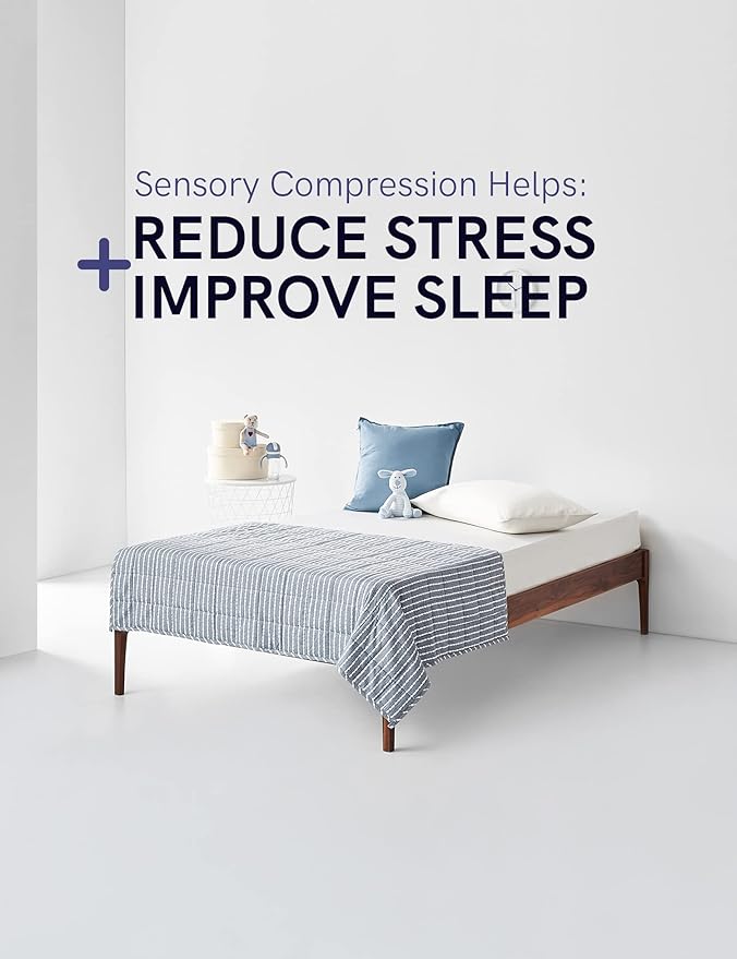YnM Weighted Blanket,Heavy 100 Percent Oeko-Tex Certified Cotton Material(Blue White, 80''x87'' 25lbs), Two Persons(110~190lb) Sharing Use on Queen/King Bed | A Duvet Included