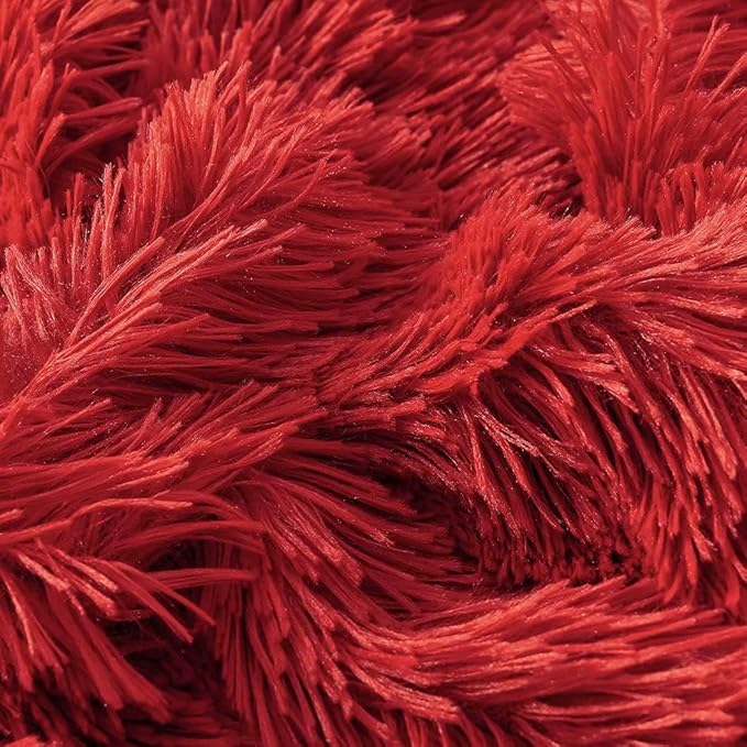 YUSOKI Red King Faux Fur Blanket,2 Layers,90"x104",Without Pillows Big Soft Plush Fuzzy Large Warm Fluffy Blanket for Bed