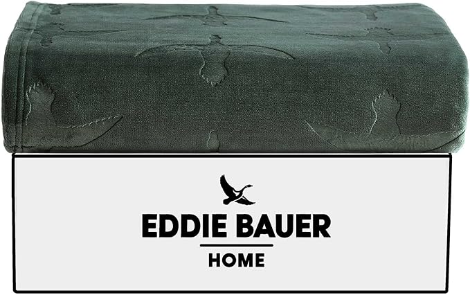 Eddie Bauer - Throw Blanket, Embossed Ultra Soft Plush Bedding, Home Decor for All Seasons, Oeko-Tex Certified (Geese Green, 50" x 70")