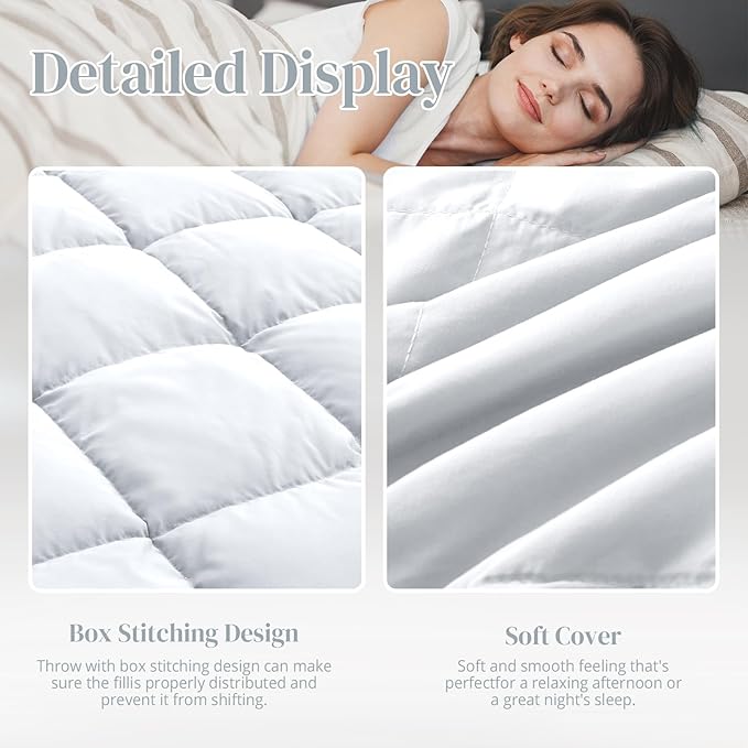 Down Throw Blankets for Couch 50x70 Down Blanket for Indoor and Outdoor use Small Soft Lightweight Throw Blanket Bleach White