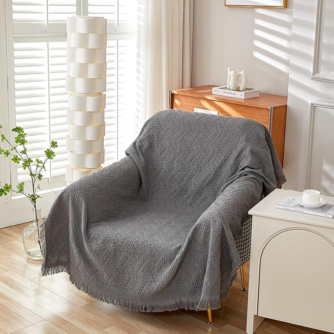 AIVIA Chair Single Seat Cover Sheet Blanket Tablecloth, Throw Cushion Covers for Chairs, 1 Cushion Furniture Decor Slipcovers Protector for Dogs Cats Table Cloth Fabric Dark Gray