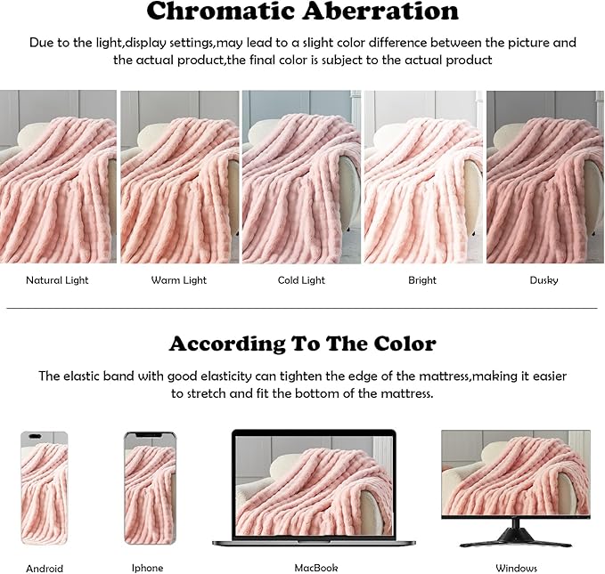 NEWCOSPLAY Faux Fur King Blanket Pink Bubble Blanket Thick Warm Soft for Couch Sofa Bed 550GSM (Pink, King(90"x110"))