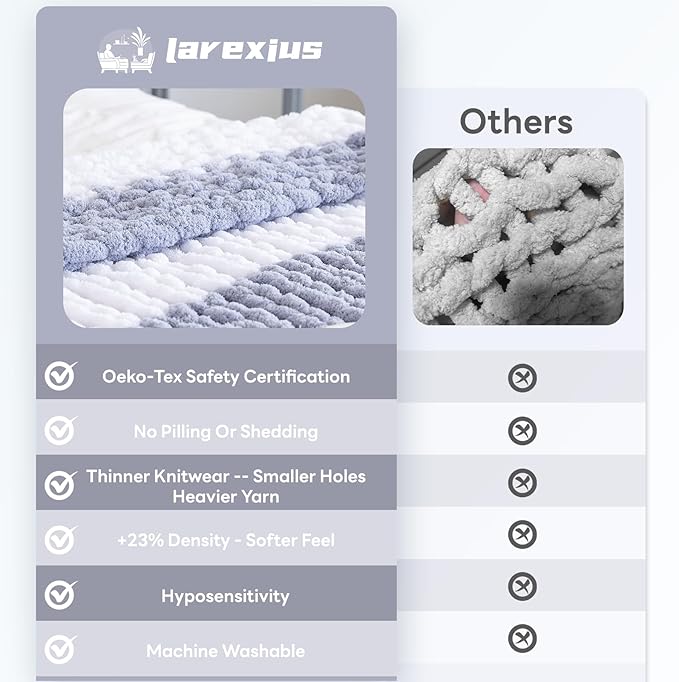 Chunky Knit Blanket - Luxury Soft Cozy King Size(60 * 80) Throw Blanket,100% Woven Blanket Rope Knot Throw Blanket for Couch, Sofa, Home Decor, Gift - Machine Washable(White/Light Gray)