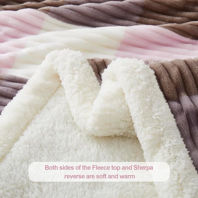 PU MEI Sherpa Blanket Full/Queen Plaid Thick Bed Blanket, 90”*80” Super Soft Flannel Fuzzy Fleece Reversible Velvet Plush Warm Blanket for Couch(Pink Check, 80"*90")