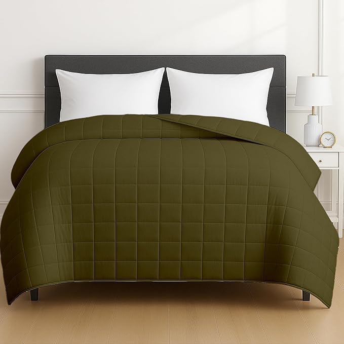 HomeSmart Weighted Blanket King Size, (30lbs - Medium Weight), Oversized Heavy Blanket, Olive Green 104x92, Fits Standard and California King Beds, XL