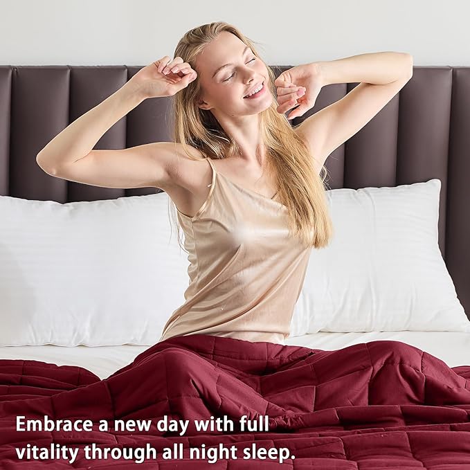 King Size Weighted Blanket for Adults (30 lbs, 80” x 87”, Red Grey) Cooling Heavy Blanket for Sleeping Perfect for 190-210 lbs, Breathable Blanket for Adults & Couple All Season, Machine Washable