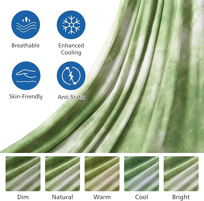EMME Cooling Blanket Queen Size (90"x90"), Q-Max 0.5 Cooling Blankets for Hot Sleepers, Ice Summer Blanket for Nights Sweats, Green Lightweight Sheet for Bed