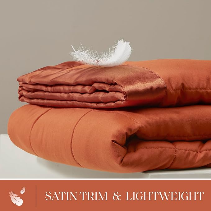 Madison Park King Blanket Quilted Microfiber, Satin Binding, 3M Scotchgard Moisture Wicking Treatment, Soft and Lightweight Summer Blanket for Couch, Windom, King, Orange